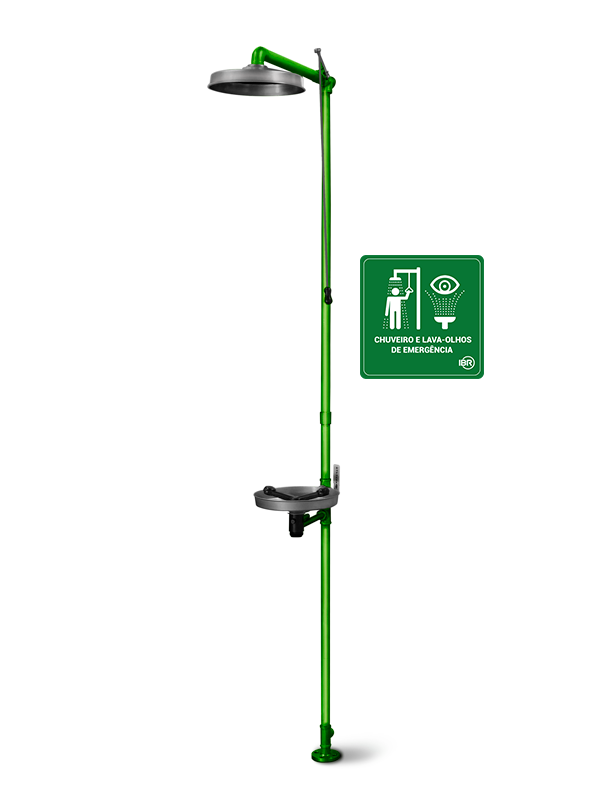 Chuveiro e Lava Olhos de Emergência Bacia INOX